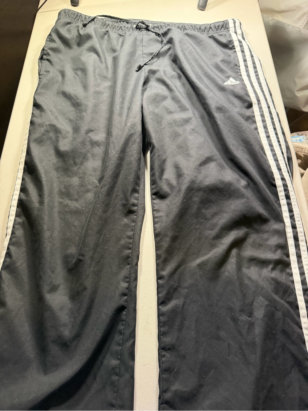 Adidas men’s Black Track Pants with Side Stripes